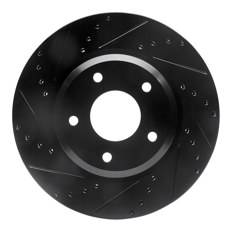 Pontiac GTO Brake Rotor (1) - Front Left - R1 Concepts - Drilled & Slotted - Black - `05-`06
